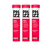 Phizz Daily Energy 3-In-1 Formula, Hydration, Electrolytes & Vitamins Effervescent Tablets Mixed Berry 3 x 20 Tablets Bundle