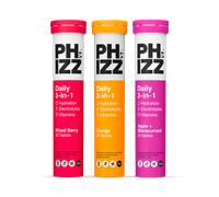 Phizz Daily Energy 3-In-1 Formula, Hydration, Electrolytes & Vitamins Effervescent Tablets Mixed Flavours 3 x 20 Tablets Bundle