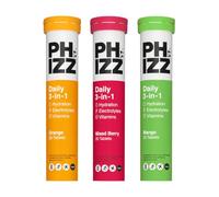 Phizz Electrolytes, Multivitamin & Hydration - Effervescent Rehydration Electrolyte Tablets - 18 Vitamins & Minerals, Vitamin C, Vegan & Low Calorie - Mixed Flavour Pack - 60 Tablets - 300g
