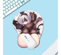 PHJEDXCM （2B） Mouse Pad, Ergonomic Mouse Mats, 3D chest MAT WITH GEL FOAM REST WRIST, ANTI-SLIP, Anime Girl Gift, SUPPORT FOR PC LAPTOP,Mat Wrist Support & Lycra Cloth (2B 4)