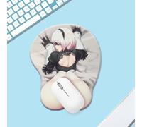 PHJEDXCM （2B） Mouse Pad, Ergonomic Mouse Mats, 3D chest MAT WITH GEL FOAM REST WRIST, ANTI-SLIP, Anime Girl Gift, SUPPORT FOR PC LAPTOP,Mat Wrist Support & Lycra Cloth (2B 5)