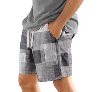 PHJTOMK Mens Ethnic Pattern Jogger Shorts Men Straight Drawstring Beach Short with Pocket Casual Big and Tall Workout Short, Grey, 6X-Large