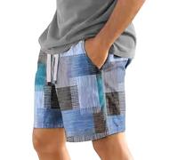 PHJTOMK Mens Ethnic Pattern Jogger Shorts Men Straight Drawstring Beach Short with Pocket Casual Big and Tall Workout Short, Blue 1, 6X-Large