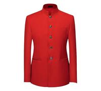 PHJTOMK Men's Suits Stand Mandarin Collar Chinese Tunic Suit Slim Fit Front Button Blazer Jackets Business Dress Sport Coats