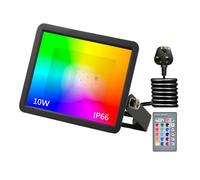 Phlbao 10W LED Floodlight Outdoor, 220V Colour Changing Flood Lights with Remote Control, 16 RGB Colours, Timing, 4 Modes, IP66 Waterproof