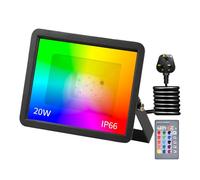 Phlbao 20W LED Floodlight Outdoor, 220V Colour Changing Flood Lights with Remote Control, 16 RGB Colours, Timing, 4 Modes, IP66 Waterproof