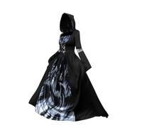 PHLCEhot Women's Long Sleeve Black Dress Halloween Costume Wicked Vampire Sorceress Hooded Dress