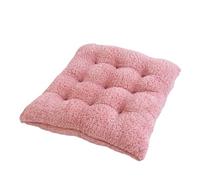 PHLCF Plush Square Seat Cushion 40x40cm with Ties 7cm Thick PP Cotton Filling All-Season Soft Short Velvet Chair Pad for Home & Office (C)