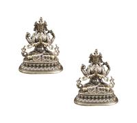PHLCF Sculpture Mini Brass Four-Armed Guanyin Ornaments Tibetan Religious Worship Buddha Statue Crafts - Retro And Old
