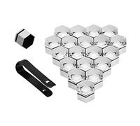 PHLEAZ 20pcs 17mm 19 mm Wheel Nut Cap Tyre Nut Covers for Jaguar XK XK8 XKR XE XF XJ XFL, ABS Universal Car Tire Screw Cap Protection with Removal Tool Set for Cars,B-17MM/SILVER