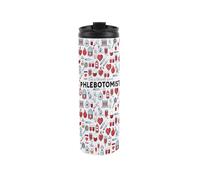 Phlebotomist Travel Mug - Novelty Medical Doctor Gift - Reusable Stainless Steel Vacuum-Sealed Double-Walled Hot/Cold Drinks Travel Flask 500ml (16 fl oz)