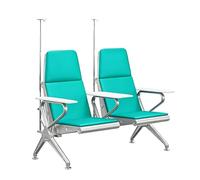 Phlebotomy Chair, Waiting Room Bench with Adjustable IV Stand, High Back IV Chair for Hospital & Clinic Blood Collection Centers, Laboratories(Green,139cm/55in)