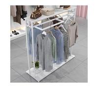PHLEPS Clothes Rail Garment Rack Heavy Duty Clothes Garment Rack, Freestanding Double Rod Clothing Hanger Stand With Storage Display Shelf For Hanging Clothes Boutique Store(White,120x50x130cm)