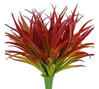 Phliofd 6Pcs Artificial Grass Fake Plants 17.3in Outdoor Plants UV Resistant Greenery Stems Fake Grass for Home Window Garden Office Patio Pathway Front Porch Christmas Décor Light Green & Red