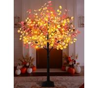 Phliofd Lighted Eucalyptus Fall Tree, 4FT With 48 LED Lights, Artificial Autumn Light Up Decorations for Indoor Outdoor Home Thanksgiving Christmas Decor