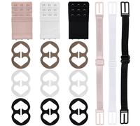 PHLSTYLE Bra Strap Clips, Bra Extenders 3 Hooks, Bra Strap Holder, Bra Clips for the Back, 15 Pack Bra Strap Combination, Medium