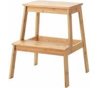 PHM0758 2-Tier Step Stool for Kids & Adults - Bamboo Footstool for Kitchen & Bath, 40x50x43 cm