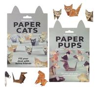 PHMING 100 Sheets Creative Kit of Origami Animals, Dogs and Cats Papiroflexia, Creative 3D Cat Dogs Origami Paper, with Instructions, for Desk Decoration and Furniture, Gifts