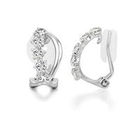 PHNIBIRD Clip on Earrings Women's Cubic Zirconia 925 Sterling Silver Hypoallergenic Clip On Earrings Non Pierced Ears Saint Valent Gift