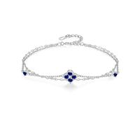 PHNIBIRD Clover bracelet Sapphire Layered 925 silver bracelet for women gifts for women (09-Sapphire)