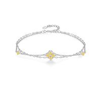 PHNIBIRD Four leaf clover bracelet Citrine bracelets for womens 925 sterling silver jewellery for women (11-Citrine)