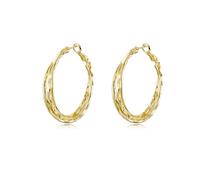 PHNIBIRD Gold Waterproof 18K Hoop Earrings Large Twisted Round Gold Earrings Women's Twist Hoop Earrings Hypoallergenic Waterproof Jewellery Gifts For Women 40mm