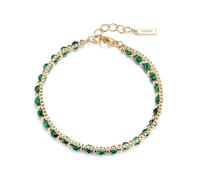 PHNIBIRD Natural Stone Women's Adjustable Double Layer Gold Bracelet with Malachite Boheme Jewellery Chic and Refined Gift Friend Woman 17 + 3 cm
