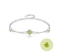 PHNIBIRD Peridot birthstone bracelet 925 Sterling Silver adjustable flower bracelet birthday gifts for women (08-Peridot)