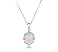 PHNIBIRD Womens Silver Necklace With Opal Jewelry Gift For Ladies 45+5cm