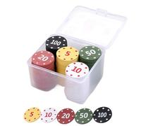 PhnkjGh 100 Pcs Colorful Poker Chip 5 10 20 50 100 Denomination Chips Set With Storage Box 3.5cm ABS Counters Disks And Learning Math Counting For Card Blackjack Games Homes Parties Texas Hold’em