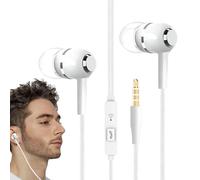 PhnkjGh Ear Buds Wired,Ear Phones with Cord and Microphone - 3.5mm Jack High-Fidelity Sound Earphone for Airplane Game Music Production Workout Studio Recording School