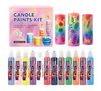 PhnkjGh Paint Markers for Canvas | 12 Vibrant Colors Candle Wax Pen Set | Writing Markers Kit Beginner-Friendly Decorating for Glass Crafts Kids Cotton Fabric Tote Bags Birthday Wedding Party Holiday