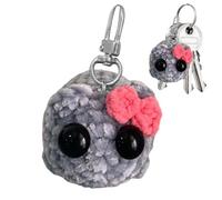 PhnkjGh Sad Hamster Keyring, Handmade Sad Hamster Knitting Doll, Crochet Sad Hamster Keyring with Sound, Cute Hamster Ornament Animal Keychain