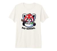 Pho-Nominal Red Panda Bear with Bowl Hot Noodle Soup Premium T-Shirt
