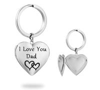 PHOCKSIN Silver Heart Locket Keychains For Women Black Silver Locket Key chain that Hold Pictures Photo Keychian for Girls, Heart Silver Love Dad, S