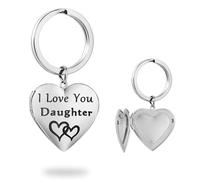 PHOCKSIN Silver Heart Locket Keychains for Women Gold Locket Key Chain Personalized Black Locket Keychain Mothers Day Gifts, 1.18" x 1.12", Metal