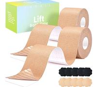 PHODIL Boob Tape 2 PCS,Boobtapes Bob Tape for Large Breasts Lift,Tit Tape Booby Tape Reusable Invisible Bra Nipple Covers Under Clothing (Nude & Nude/2")