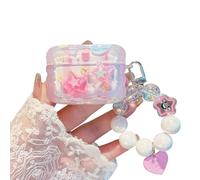 PHOEACC Cute Airpod Pro 2 / Airpod Pro Case Dream 3D Gitter Stars Clear Protective Cover with Strap Keychain Compatible with AirPods Pro 2nd/1st Generation Case for Girls Women (Stars Pink)