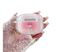 PHOEACC Cute Airpod Pro Case (NOT Fit Airpod 3rd 2021) Romantic Rose Flower with Keychain Clear Frosted Protective Cover Compatible with AirPods Pro Case for Girls Women (Rose Pink)