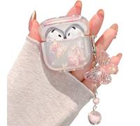 PHOEACC for Airpod 4 Case Cute 3D Glitter Butterfly with Keychain Clear TPU Protective Cover Compatible with AirPods 4th Generation Case for Girls Women (Butterfly Pink)