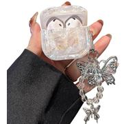 PHOEACC for AirPod 4 Case Cute Elegant Shell Pearl Shockproof Protective Cover with Strap Keychain Compatible for AirPods 4th Generation for Women Girls (Gold Butterfly)