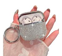 PHOEACC for AirPod 4 Case Glitter for Women Girls Cute Luxury Connected Shockproof Protective Cover with Keychain Compatible with AirPods 4th Gen Case - Bling Silver