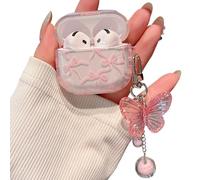 PHOEACC for AirPod 4 Case Pink Bow for Women Girls with Butterfly Charm Keychain Cute Clear TPU Shockproof Protective Cover Compatible with AirPods 4th Gen 2024 - Bows Pink