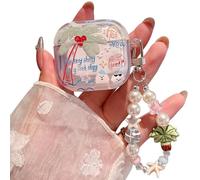 PHOEACC for Airpod 4 Case Summer Coconut Tree Cartoon Design with Strap Keychain Clear Protective Cover Compatible for AirPods 4th Gen Case (Green Tree Dog)