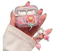 PHOEACC for Airpod Pro 3 Case 2025 Cute 3D Flower with Keychain Clear TPU Protective Cover Compatible with AirPods Pro 3rd Generation Case for Girls Women (Floral Pink)