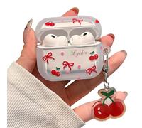 PHOEACC for AirPod Pro 3 Case 2025 Cute Aesthetic Bow TPU Shockproof Protective Cover with Keychain Compatible for AirPods Pro 3rd Generation for Women Girls (Red Cherry)