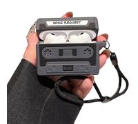 PHOEACC for AirPod Pro 3 Case 2025 Cute Funny 3D Cassette Tape Soft Silicone Shockproof Protective Case with Wrist Strap Compatible for AirPods Pro 3rd Generation (Black Recorder)