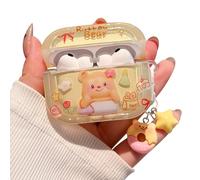 PHOEACC for AirPod Pro 3 Case 2025 Cute Kawaii Cartoon Bear Hard TPU Protective Cover with Donut & Star Keychain Compatible for AirPods Pro 3rd Generation for Women Girls (Yellow Bear)