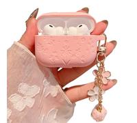 PHOEACC for AirPod Pro 3 Case 2025 for Women Girls Cute Flower Engraved Soft Silicone Protective Cover with Keychain Compatible for AirPods Pro 3rd Generation (Light Pink Floral)
