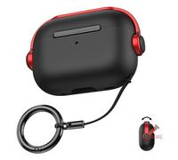 PHOEACC for AirPod Pro 3 Case 2025 with Lock & Stand Cute Headset Soft TPU Protective Cover Compatible for AirPods Pro 3rd Geneneration for Men Women (Black/Red Music)